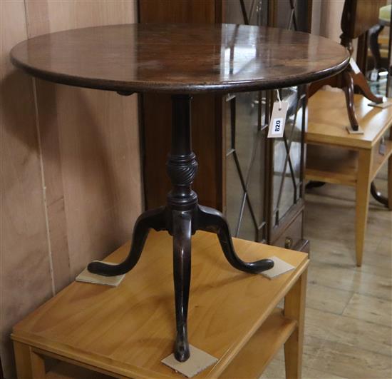 A George III mahogany tea table, Diam.75cm and a Victorian mahogany wine table